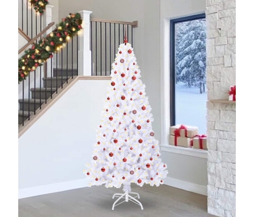 Mākslīgā Ziemassvētku Eglīte Balts 240 Cm Pvc Un Tērauds Vidaxl