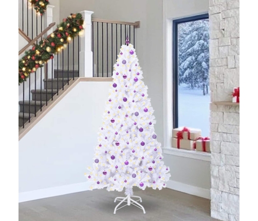 Mākslīgā Ziemassvētku Eglīte Balts 240 Cm Pvc Un Tērauds Vidaxl