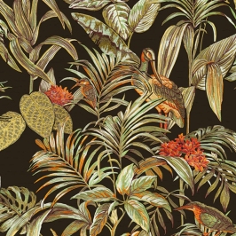 Dutch Wallcoverings Tapete Bird-Of-Paradise, Melna