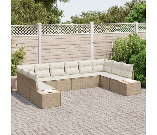 10 Gabalu Dārza Dīvānu Komplekts Ar Spilveniem Bēšs Poliratan Vidaxl