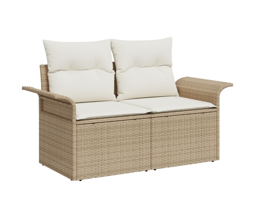 10 Daļu Dārza Dīvānu Komplekts Ar Spilveniem Bēšā Poli Rattan Akācijas Vidaxl