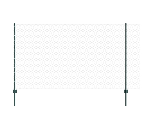 Vidaxl Žoga Stabi 5 Gab. U-Veida Kanāls Zaļš 140 Cm Tērauds,  Sešstūra Žogs Zaļš 1.4X10 M Tērauds Vidaxl
