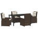 Vidaxl 5 Daļu Dārza Galds Brūns Polirattan,  Dārza Galds Melns 160X80X73 Cm Temperēts Stikls Vidaxl