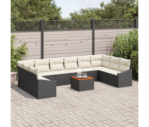 11 Daļu Dārza Dīvānu Komplekts Ar Spilveniem, Melns Polietilēna Rotangpalma Vidaxl