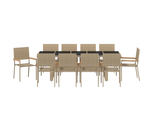 11 Daļu Dārza Ēdamgaldu Komplekts Bēšā Polietilēna Rotangpalmas Vidaxl