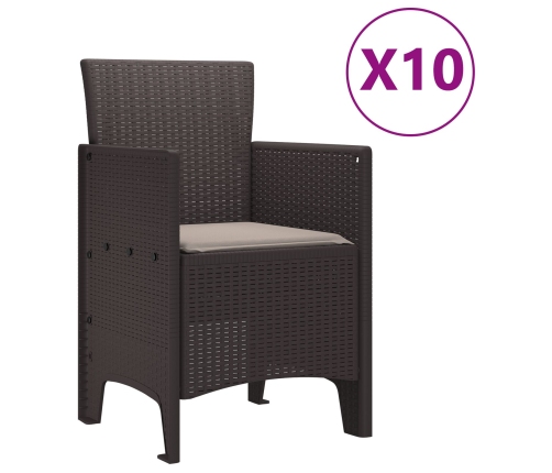 11 Daļīgs Dārza Ēdamgalds Ar Spilveniem Brūnā Polietilēna Rotangā Vidaxl