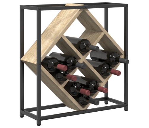 Vīna Plaukti Sonoma Ozols, Melns Skaidu Plātne, Metāls Vidējs Vidaxl