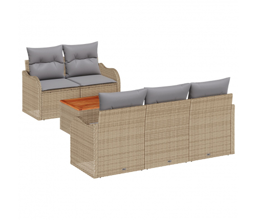 Vidaxl 6 Daļu Dārza Dīvānu Komplekts Ar Spilveniem Bēšs Poli Rattan Akācija,  2-Vietīgs Dārza Dīvāns Ar Glabātuvi Un Spilveniem Bēšs Poli Rattan Vidaxl