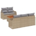 Vidaxl 6 Daļu Dārza Dīvānu Komplekts Ar Spilveniem Bēšs Poli Rattan Akācija,  2-Vietīgs Dārza Dīvāns Ar Glabātuvi Un Spilveniem Bēšs Poli Rattan Vidaxl