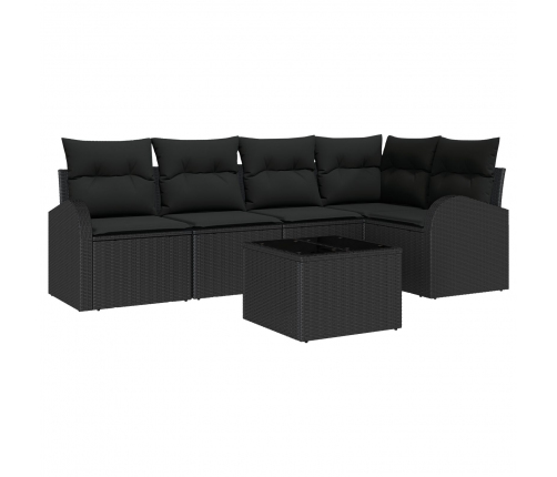 Vidaxl 6 Daļu Dārza Dīvānu Komplekts Ar Spilveniem Melna Poli Rotangpalma,  2-Vietīgs Dārza Dīvāns Ar Uzglabāšanu Un Spilveniem Melnā Poli Rotangpalma Vidaxl