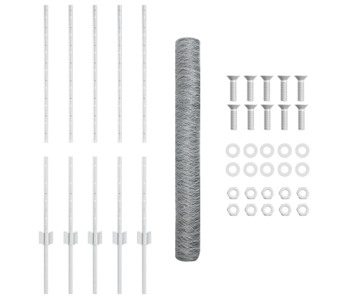 Vidaxl Žoga Stabi 10 Gab U-Kanāls 100 Cm Cinkots Tērauds,  Sešstūra Žogs 1X10 M Cinkots Tērauds Vidaxl