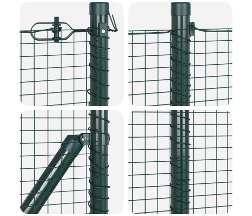 Zaļais Pvc Pārklātu Žogu Stabu Komplekts 2 Gabali 25 X 0.5 M Vidaxl