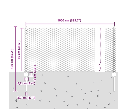 Vidaxl Žogu Stabi 5 Gab. U-Kanāla Zaļi 80 Cm Tērauds,  Sešstūri Žogs Zaļš 0.8 X 10 M Tērauds Vidaxl
