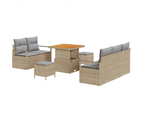 Vidaxl 8 Daļu Dārza Dīvānu Komplekts Ar Spilveniem Bēšā Poli Rattan, Vidaxl 2-Vietīgs Dārza Dīvāns Ar Spilveniem Bēšā Poli Rattan,  3 Daļu Dārza Pusdienu Komplekts Ar Spilveniem Bēšā Poli Rattan Vidaxl