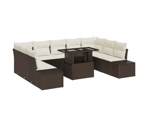 10 Gabalu Dārza Dīvānu Komplekts Ar Spilveniem Brūnā Poliratanā Vidaxl