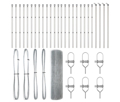 Vidaxl Savilkta Stieple Ar 13 Stabiem 0.4X50 M Galvanizēts Tērauds