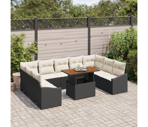 10 Daļu Dārza Dīvānu Komplekts Ar Spilveniem, Melnā Poli Rotangpalmas Vidaxl