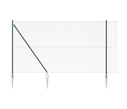 Savilkto Stieņu Žogs Ar 7 Spikes Stabiem Zaļš 1,5X10 M Tērauds Vidaxl