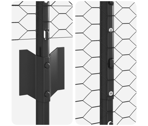 Vidaxl Žoga Stabi 22 Gab U-Kanalizācijā Pelēks 160 Cm Tērauds,  Sešstūra Žogs Pelēks 1.6X25 M Tērauds Vidaxl