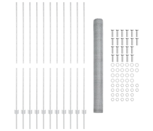 Vidaxl Žoga Stabi 22 Gabali U-Kanāls 160 Cm Cinkots Tērauds,  Sešstūra Žogs 1.6X25 M Cinkots Tērauds Vidaxl