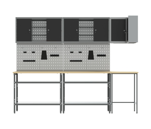 10 Daļu Rīku Uzglabāšanas Galda Komplekts Melns Inženierijas Koks Un Metāls Vidaxl