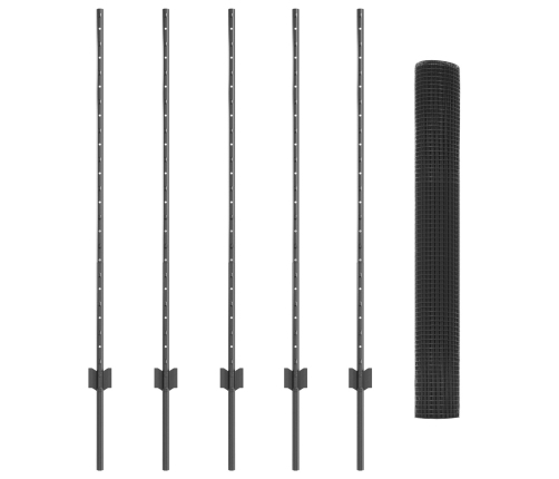 Savilkta Stieple Žogs Ar 10 U Statņiem Pelēks 1.2X10 M Tērauds Vidaxl