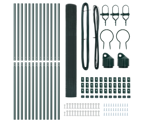 Žoga Stabu Komplekts 2 Gab. Zaļš Pulverkrāsots Tērauds 25 X 1.5 M Vidaxl
