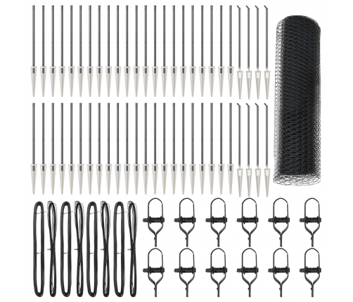 Vidaxl Sešstūra Žogs Pelēks 0.4X100 M Tērauds,  Žogu Stabi Ar Uzgriezni 13 Gab Ø32 Mm 60 Cm Cinkots Tērauds Vidaxl
