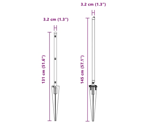 Žogu Stabi Ar Uzgaļiem 52 Gab. Ø32 Mm 100 Cm Cinkots Tērauds Vidaxl