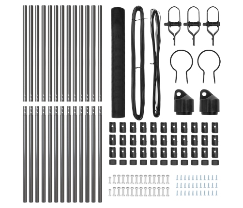 Savilktais Metāla Žogs Ar 13 Stabiem Pelēks 1.2X25 M Tērauds Vidaxl