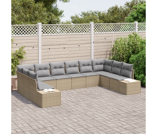 10 Gabalu Dārza Dīvānu Komplekts Ar Spilveniem Bēšā Polietilēna Rotangpalma Vidaxl