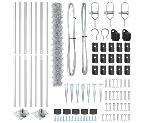Vidaxl Ķēdes Sieta Žogs Ar 7 Smailēm 1.6X10 M Cinkots Tērauds