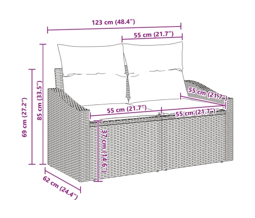 10 Daļu Dārza Dīvānu Komplekts Ar Spilveniem Melna Polietilēna Rotangpalma Vidaxl
