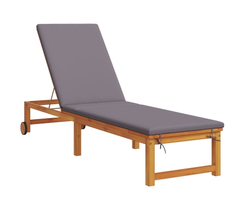 Vidaxl Sauļošanas Krēsli 2 Gab. Ar Spilveniem Cietā Akācijas Kokā,  Sauļošanas Krēsls Ar Gaiši Pelēkiem Spilveniem Cietā Akācijas Kokā Vidaxl