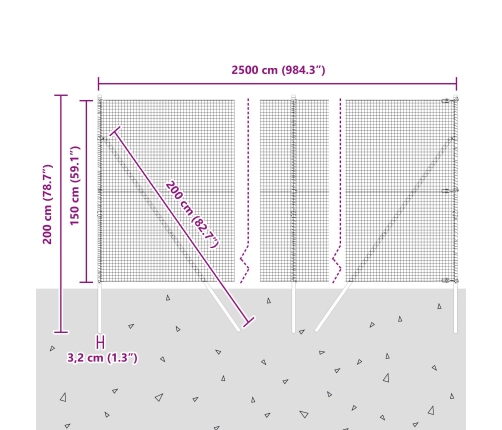 Žoga Stabu Komplekts 2 Gab. Zaļš Pulverkrāsots Tērauds 25 X 1.5 M Vidaxl