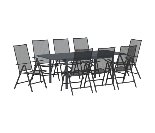 Vidaxl 9 Daļu Dārza Mēbeļu Komplekts Antracīts Tērauds,  Izplešams Dārza Galds Antracīts (140-210)X90X73 Cm Tērauds Vidaxl