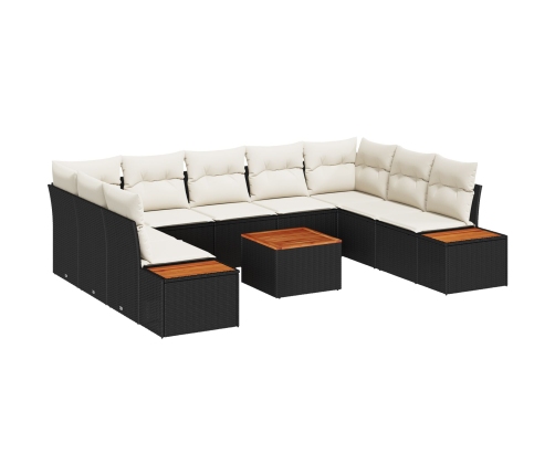 10 Vāku Dārza Dīvānu Komplekts Ar Spilveniem Melna Polietilēna Rotangpalma Akācija Vidaxl