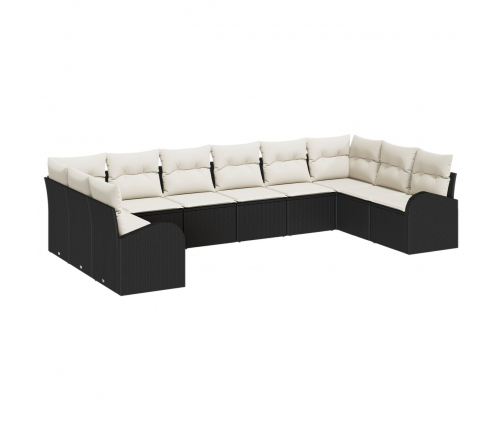 10 Gabalu Dārza Dīvānu Komplekts Ar Spilveniem Melnā Poliraftana Vidaxl