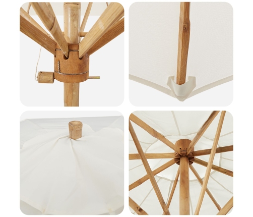 Dārza Lietussargs Krēmkrāsas 217X230 Cm No Bambusa Vidaxl