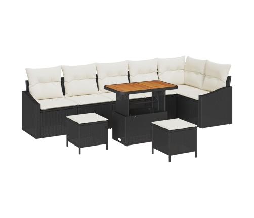 Vidaxl 9 Gabalu Dārza Dīvānu Komplekts Ar Spilveniem Melnā Poli Rattan, Vidaxl 2-Vietīgs Dārza Dīvāns Ar Glabātuvi Un Spilveniem Melnā Poli Rattan,  3 Gabalu Dārza Ēdamistabas Komplekts Ar Spilveniem Melnā Poli Rattan Akācijas Vidaxl
