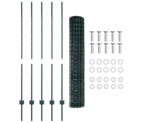 Vidaxl Zaļais Eiropas Žogs Ar 5 U Stabiem 1.4X10 M Tēraudā