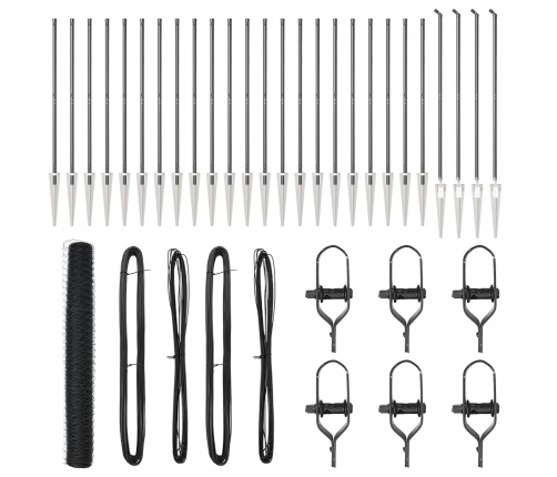 Vidaxl Sešstūra Žogs Pelēks 1.2X50 M No Tērauda,  Žogu Stabi Ar Uzgali 13 Gab Ø32 Mm 140 Cm No Cinkota Tērauda Vidaxl