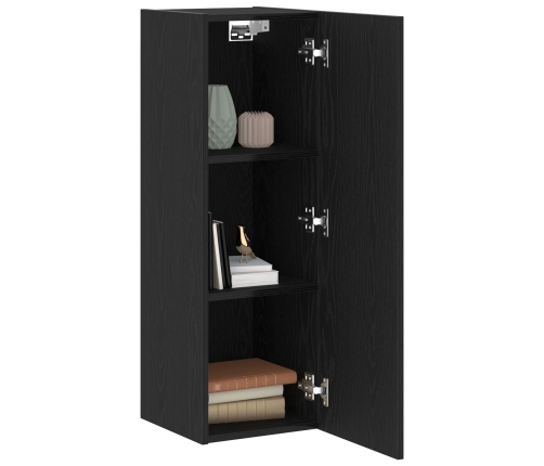 Tv Skapji Pie Sienas, 2 Gabali, Melnā Ozolkoka, Izmēri 30,5X30X90 Cm, Inženierijas Koks Vidaxl