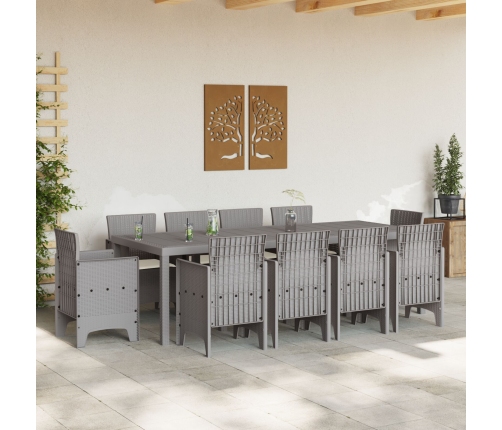 11 Daļu Dārza Ēdamgaldu Komplekts Ar Spilveniem Gaiši Pelēks Poli Rotangs Vidaxl