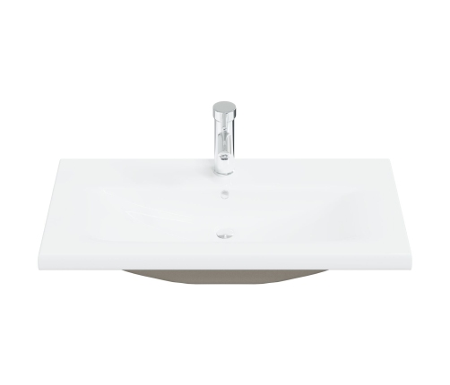 Vidaxl Izlietnes Skapis Ar Iebūvētu Baseinu, Melnā Ozola Inženierijas Koks,  Izlietnes Skapis Melnā Ozola 80X38.5X45 Cm Inženierijas Koks Vidaxl