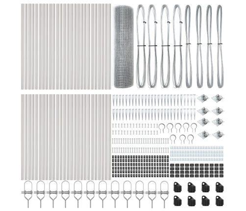 Vidaxl Metināts Stieņu Žogs Ar 13 Spike Stabiem 0.8X100 M Galvanizētā Tēraudā
