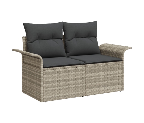 11 Gab. Dārza Dīvānu Komplekts Ar Spilveniem Gaiši Pelēks Pe Rotangpalma Vidaxl