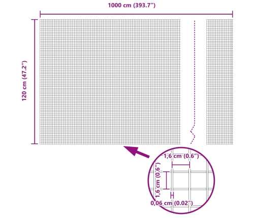 Veltņota Stieples Žogs Ar 10 U Stabiem Sudrabā 1.2X10 M Tērauda Vidaxl