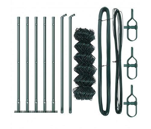 Zāģu Stieples Žogs Ar 7 Flanged Stabiem 0.6X10 M Galvanizēts Tērauds Vidaxl