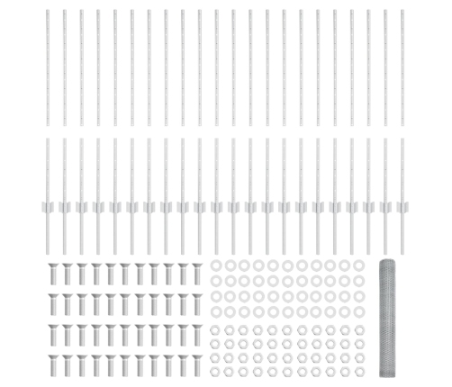 Vidaxl Žogu Stabi 22 Gab. U-Kanāls 100 Cm Galvanizēta Tērauda,  Sešstūra Žogs 1X50 M Galvanizēta Tērauda Vidaxl